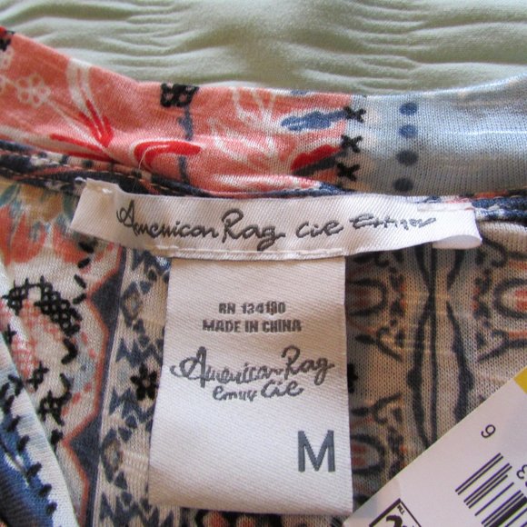 American Rag Boho Patchwork Tank Tie Neck Blue - Picture 6 of 7